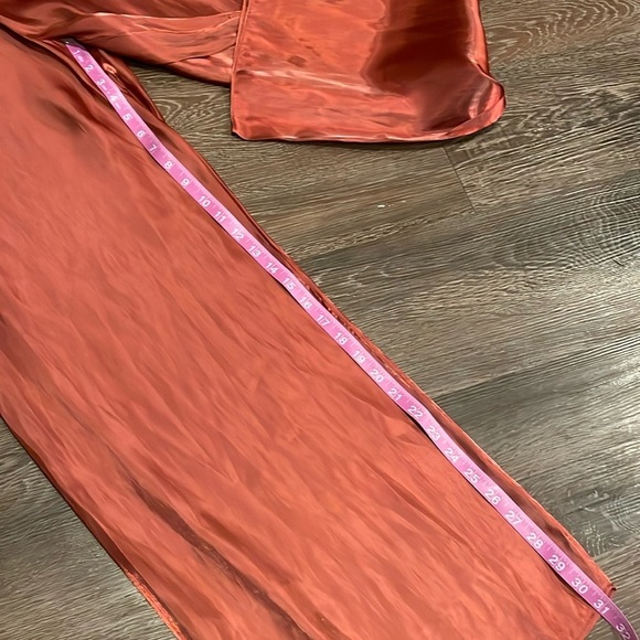 ❣️NWT Zara red shiny straight leg pants sheer lingerie vacation flowy small - Picture 14 of 14